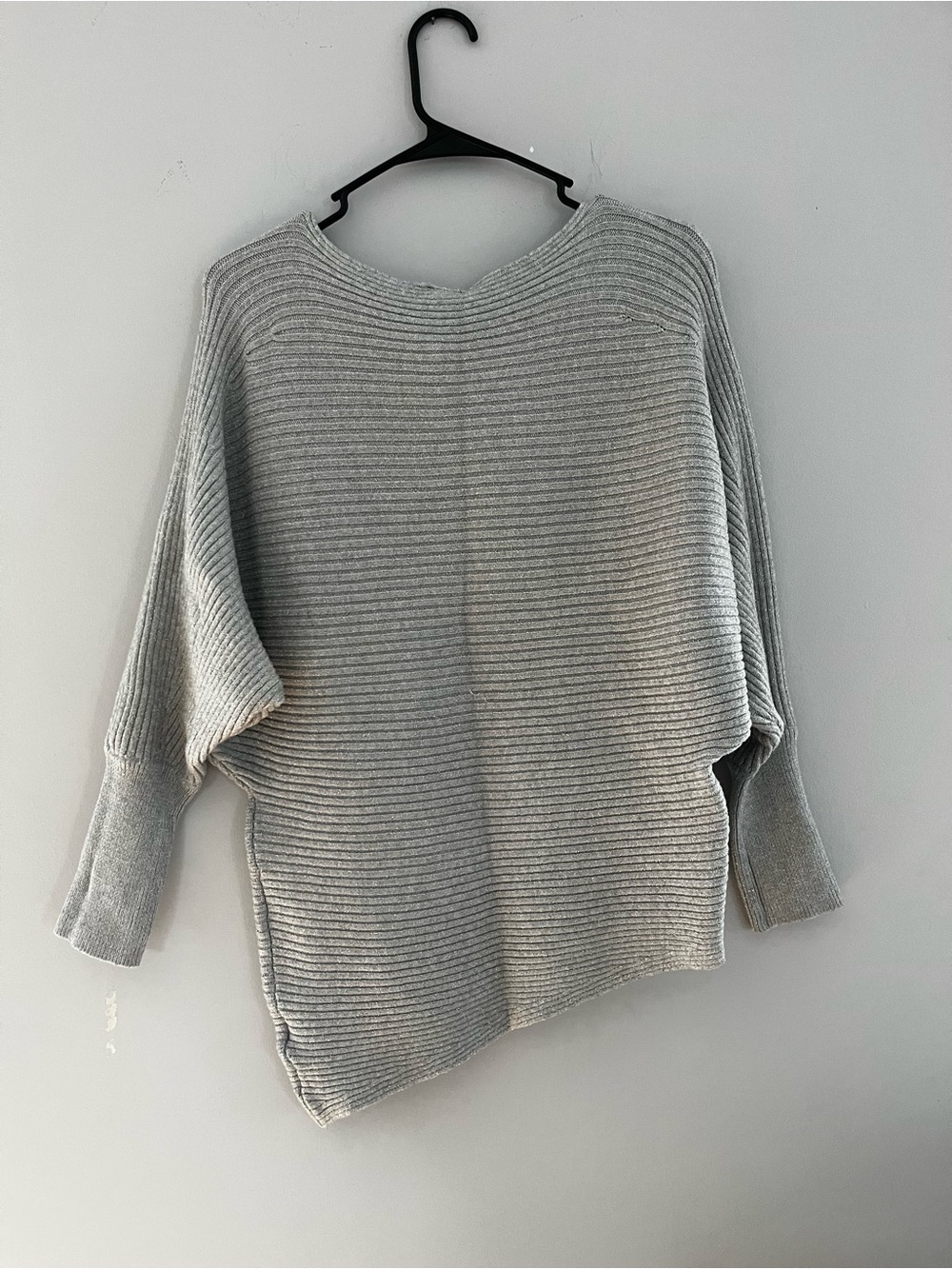 Express Light Gray Ribbed Crewneck Pullover - Picture 7 of 7